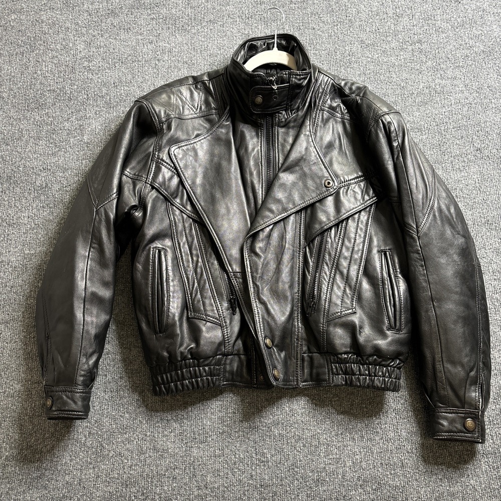 Vintage Stratojac Black Leather Jacket Men's Small Bomber Jacket/Biker Jacket